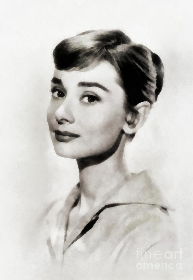 Audrey Hepburn, Vintage Actress By Js Painting