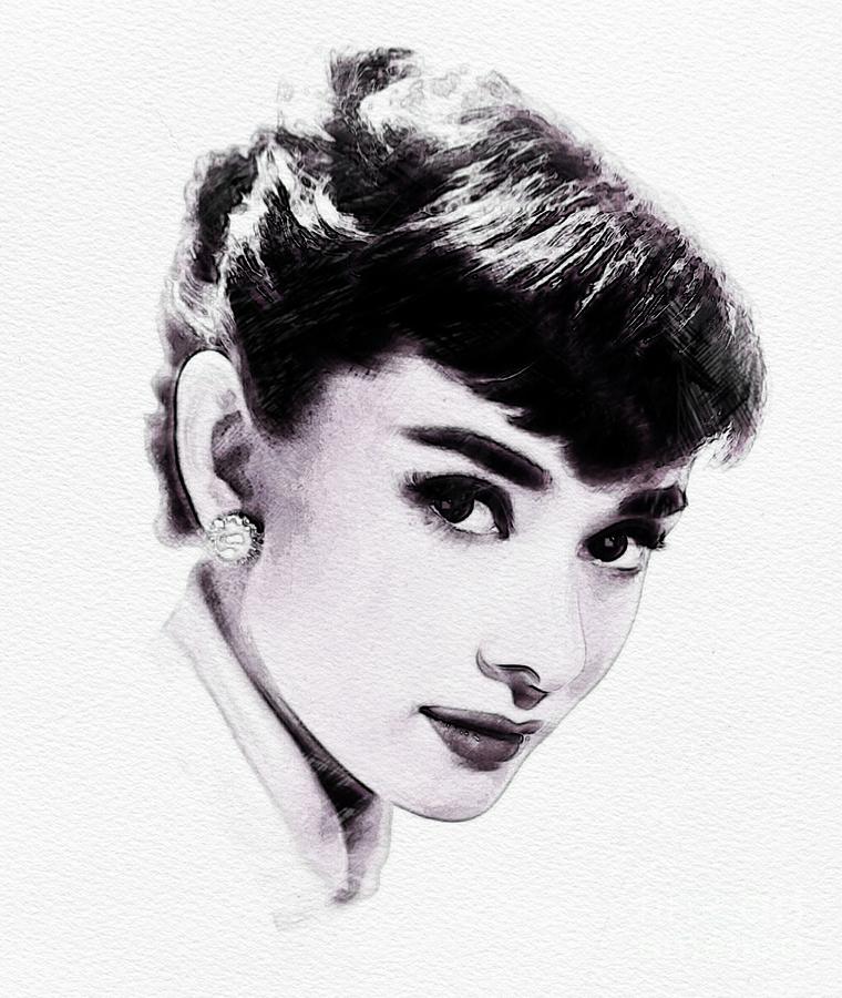Audrey Hepburn, Vintage Actress Digital Art