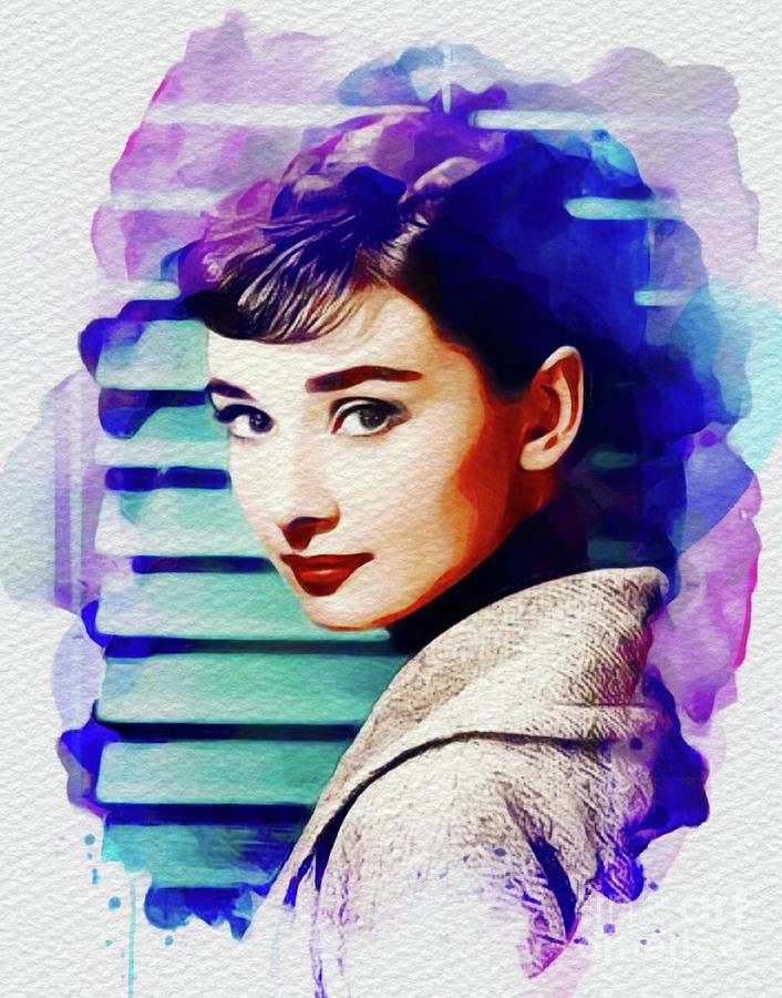 Audrey Hepburn, Vintage Movie Star Painting