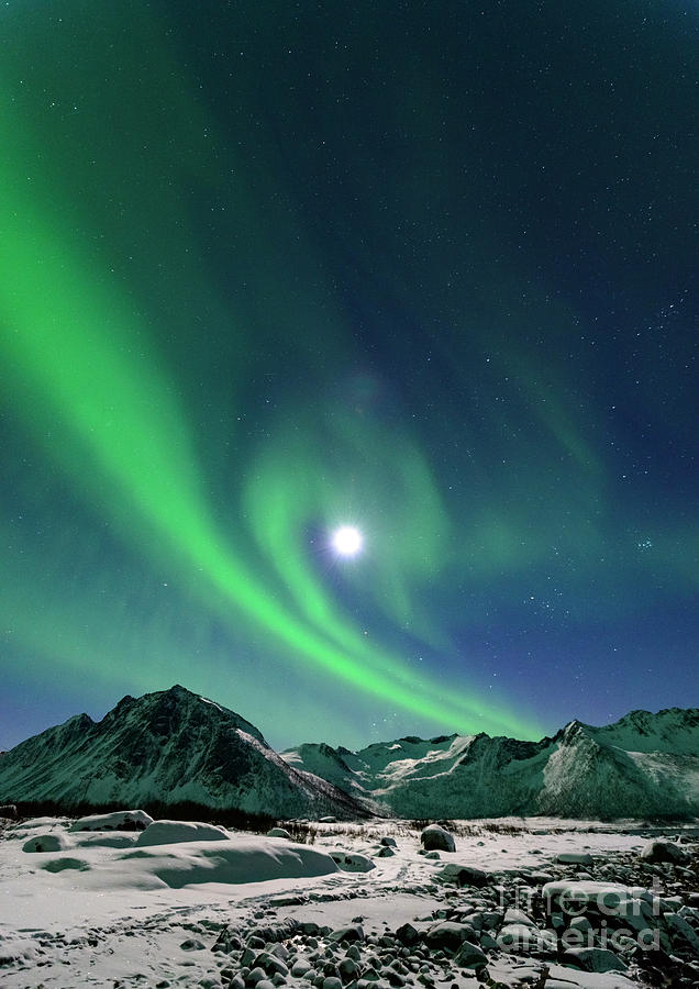 Aurora Northern Polar light in night sky over Northern Norway ...