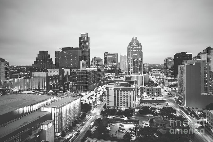 Austin Skyline Black and White Photography #1 Photograph by Paul Velgos