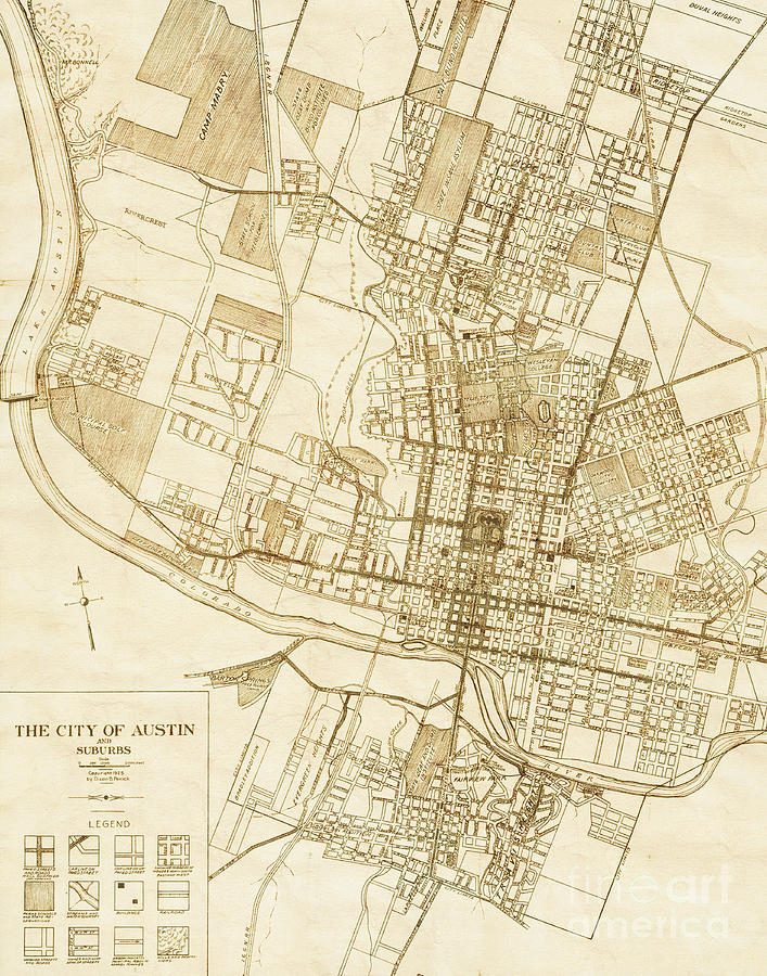 Austin Texas Vintage City Map #1 Photograph by ELITE IMAGE photography By Chad McDermott