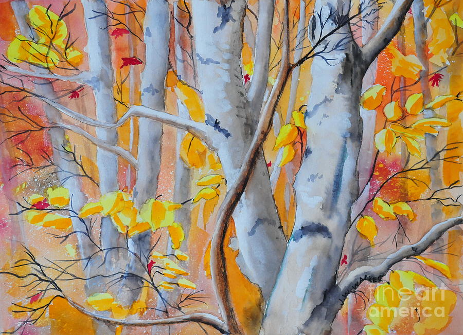 Autumn Birch #1 Painting by John W Walker