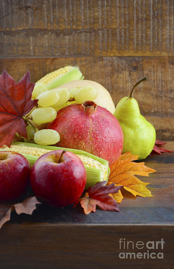Autumn Fruit and Vegetable Background #1 Photograph by Milleflore Images