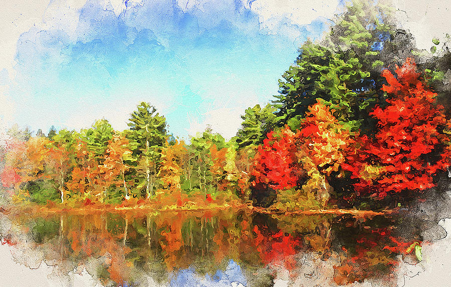 Autumn in New England - 04 #1 Painting by AM FineArtPrints