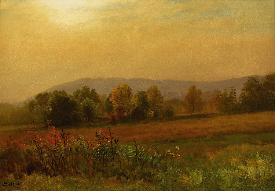 Albert Bierstadt  Painting - Autumn Landscape New England #1 by Albert Bierstadt