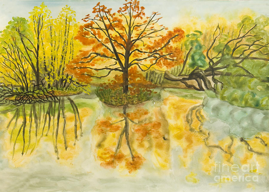 Autumn landscape, painting #3 Painting by Irina Afonskaya