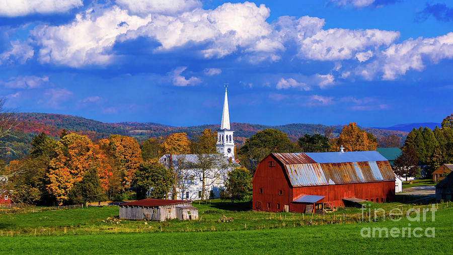 Autumn view of Congregational Church in Peacham Vermont Photograph by Scenic Vermont Photography