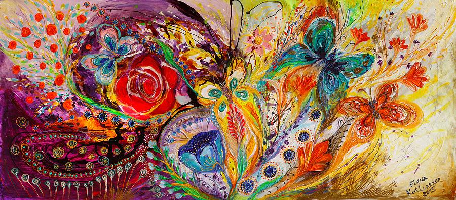 The flowers and butterflies #1 Painting by Elena Kotliarker