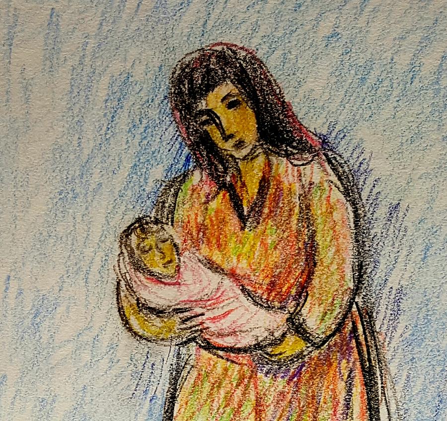 Baby and Mother  #1 Drawing by Hae Kim