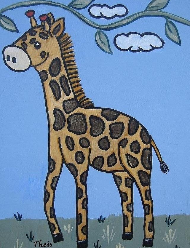 Baby Giraffe #1 Painting by Suzanne Theis