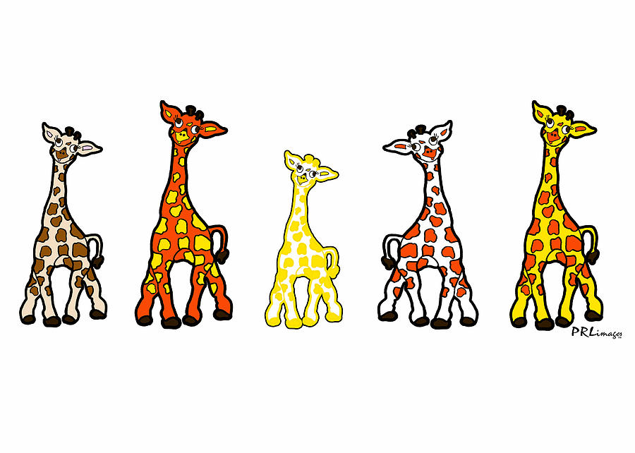 Baby Giraffes In A Row #1 Drawing by Rachel Lowry