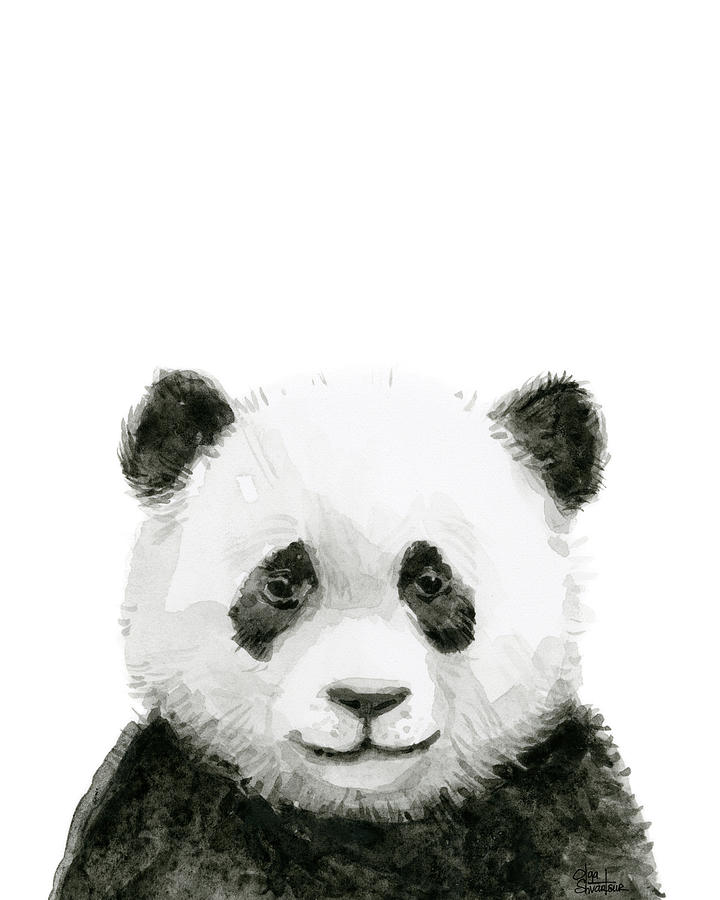 Panda Bear Painting - Baby Panda Watercolor #2 by Olga Shvartsur