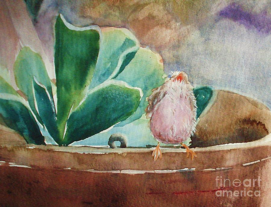 Baby Robin #1 Painting by Marilyn Jacobson