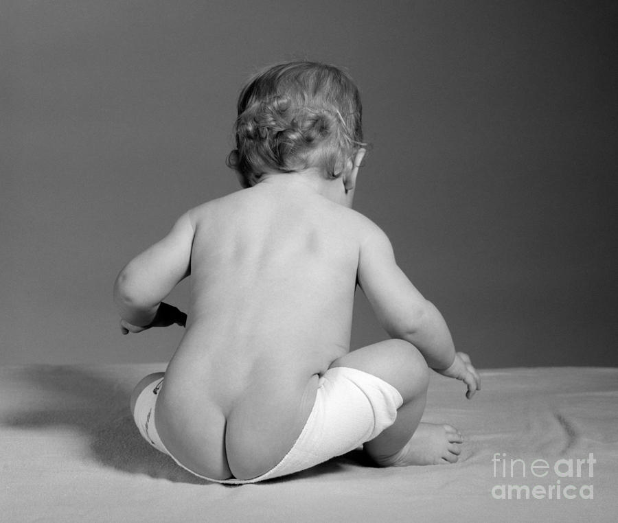 Baby With Diaper Falling Down, C.1960s #1 Photograph by H. Armstrong Roberts/ClassicStock