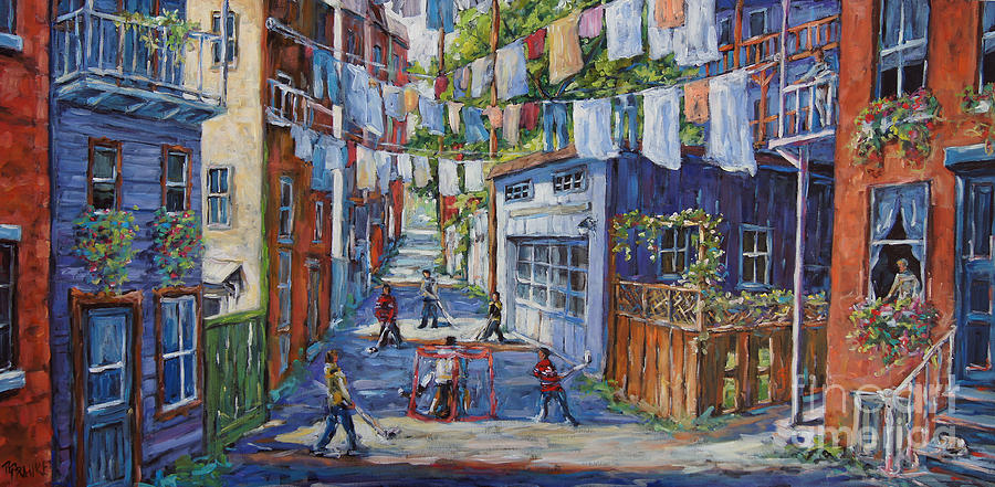 Back Lanes Hockey Champs by Prankearts #1 Painting by Richard T Pranke