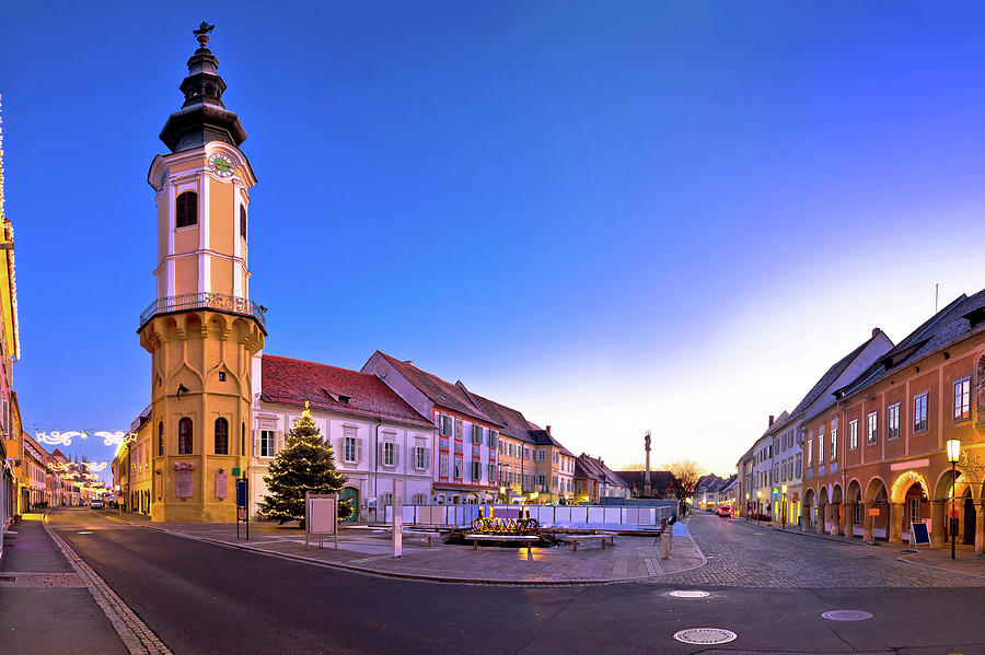 Bad Radkersburg main square evening advent panoramic view #1 Photograph by Brch Photography