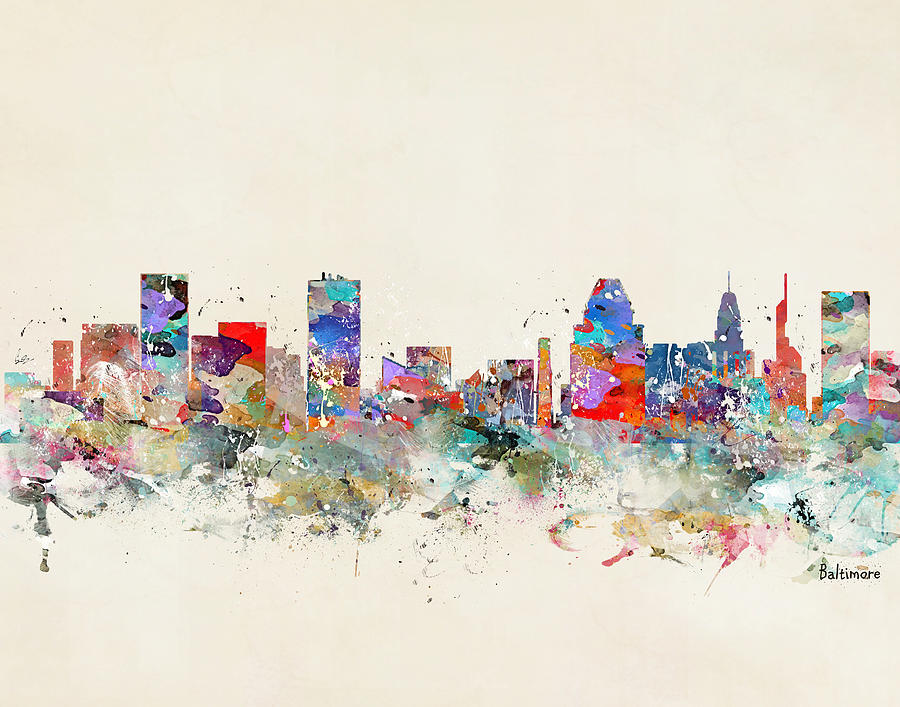 Baltimore Painting - Baltimore Skyline #1 by Bri Buckley