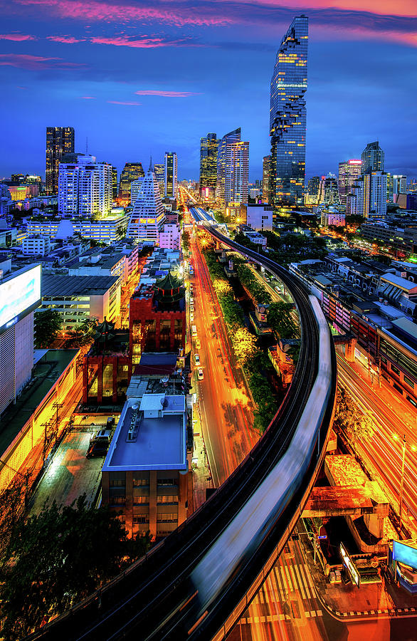 Bangkok city night view from Silom Business center #1 Photograph by Anek Suwannaphoom