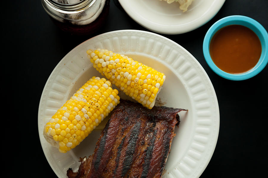 Barbecue Pork Spare Ribs with Corn and Potato Salad #1 Photograph by Erin Cadigan