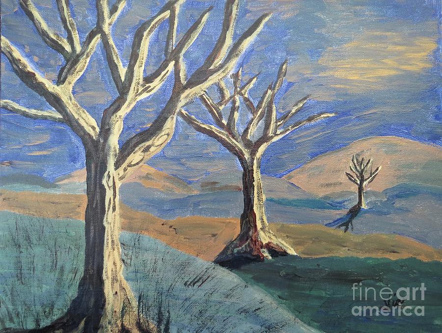 Bare Trees #1 Painting by Judy Via-Wolff