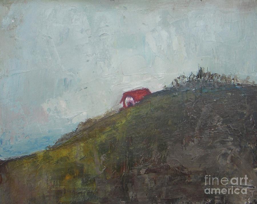 Abstract Painting - Barn on the Hill #2 by Vesna Antic