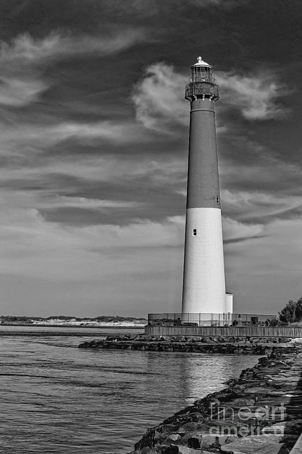 Architecture Photograph - Barnegat Lighthouse Black and White #1 by Tom Gari Gallery-Three-Photography