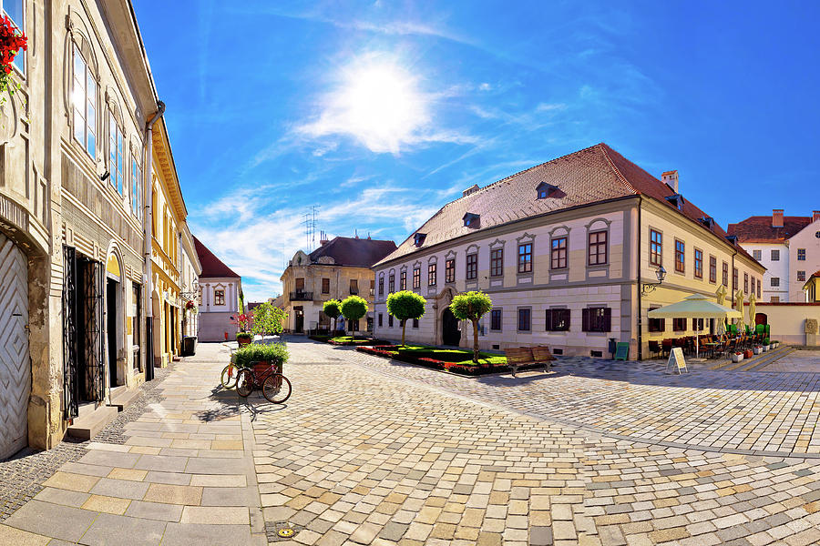 Baroque town of Varazdin square panoramic view #1 Photograph by Brch Photography
