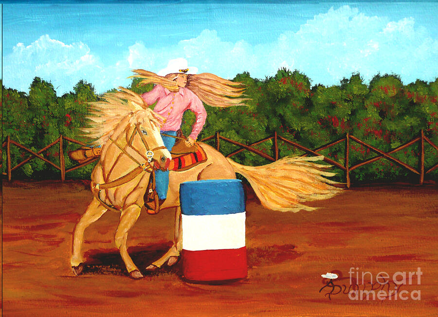 Rodeo Painting - Barrel Racer by Anthony Dunphy Rodeo Painting - Barrel Racer by Anthony Dunphy