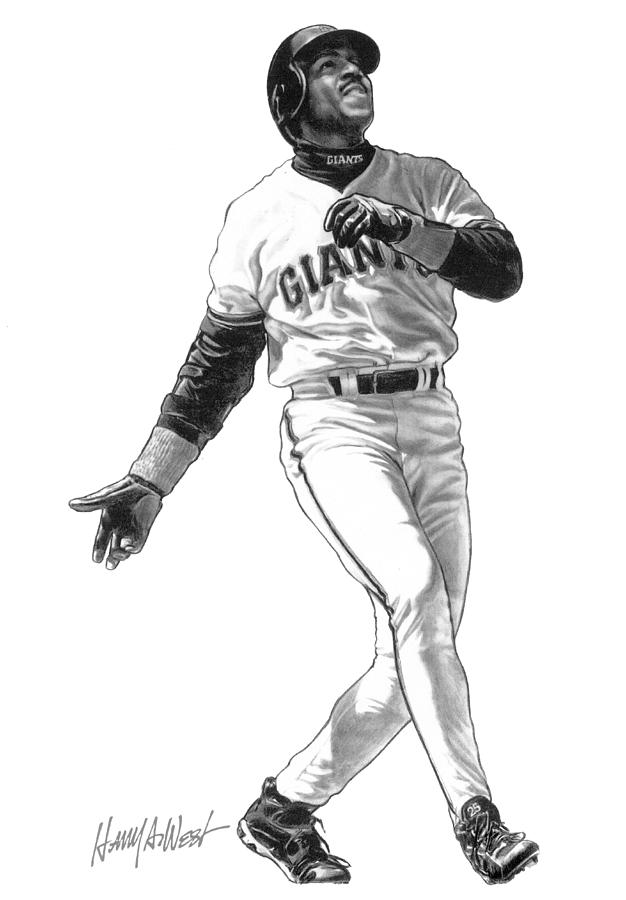 San Francisco Giants Drawing - Barry Bonds #1 by Harry West