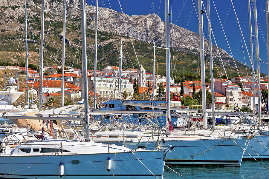 Baska voda waterfront sailing destination in Makarska riviera #1 Photograph by Brch Photography