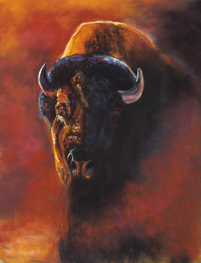 Buffalo Painting - Basking In The Evening Glow #1 by Frances Marino
