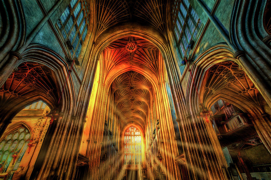 Bath Abbey Sun Rays Art #1 Photograph by David Pyatt