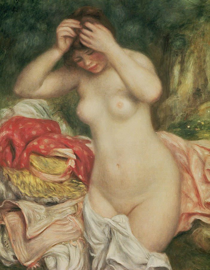 Pierre Auguste Renoir Painting - Bather Arranging her Hair by Pierre Auguste Renoir