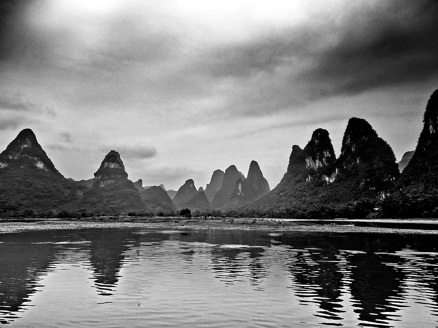 Bathing in the golden landscape-China Guilin scenery Lijiang River in Yangshuo #1 Photograph by Artto Pan
