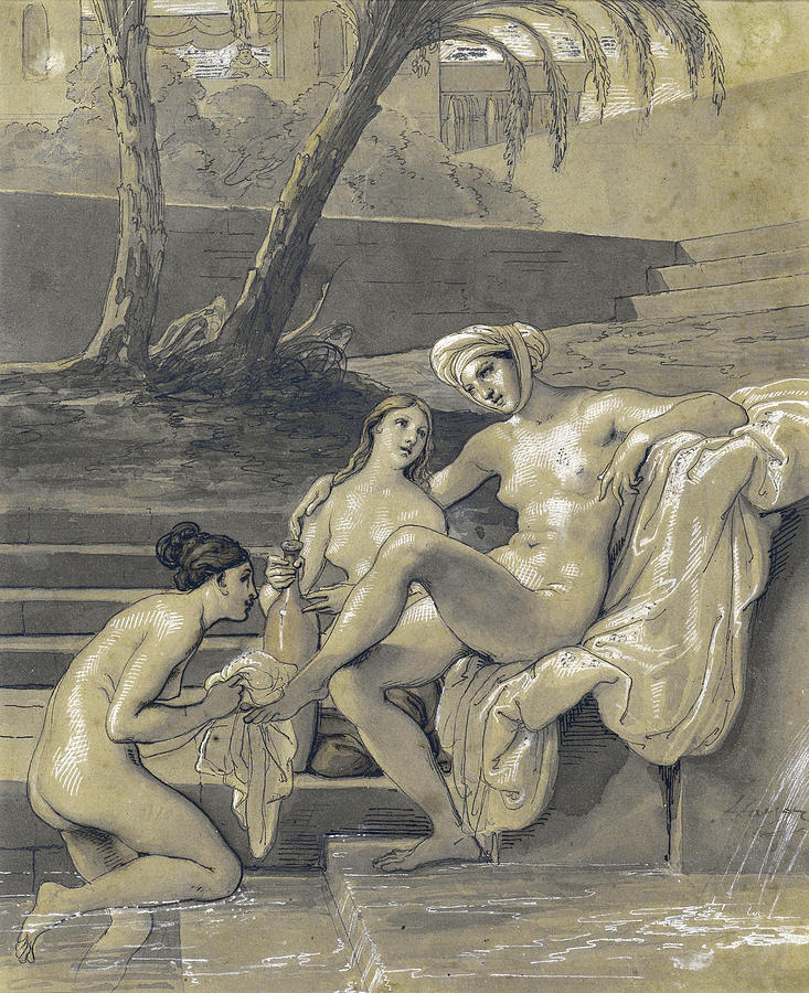Bathsheba At Her Bath #2 Drawing by Francesco Hayez
