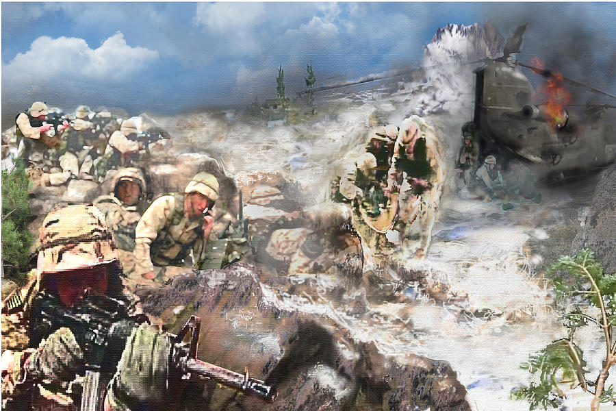 Battle at Roberts Ridge #3 Painting by Todd Krasovetz