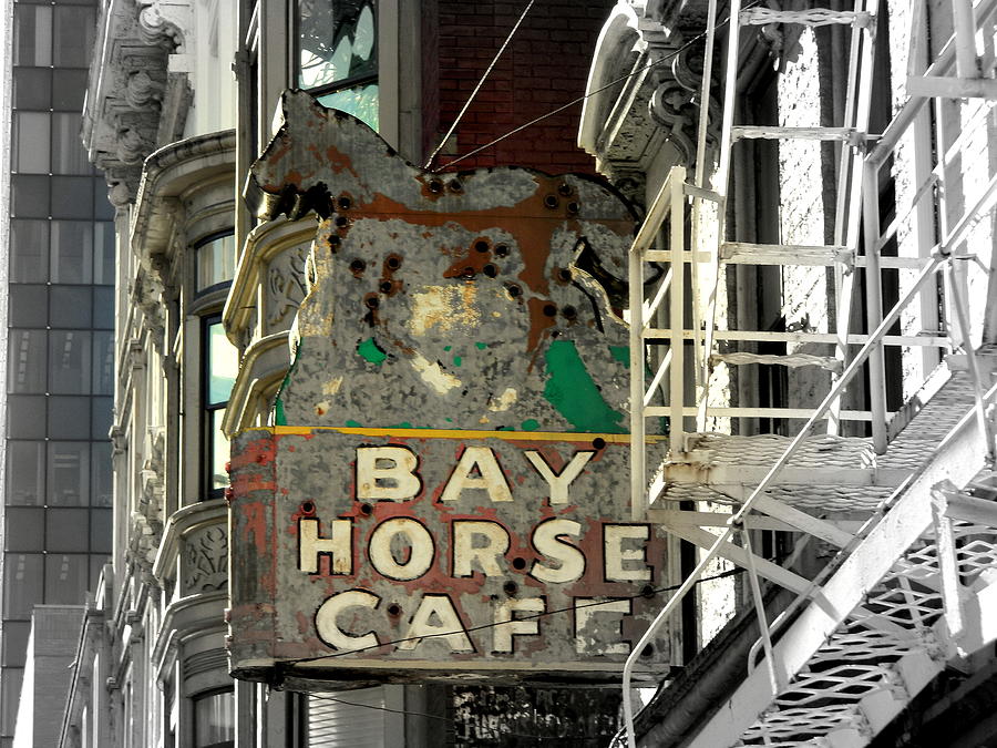 Bay Horse Cafe Sign  #1 Photograph by Kathy Barney