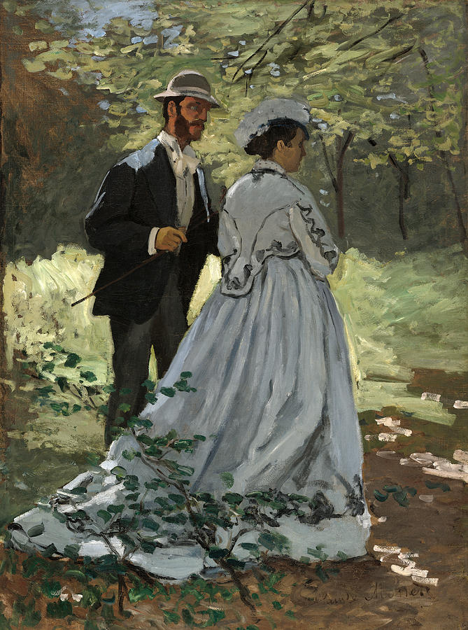 Bazille and Camille. Study for Dejeuner sur lHerbe #1 Painting by Claude Monet