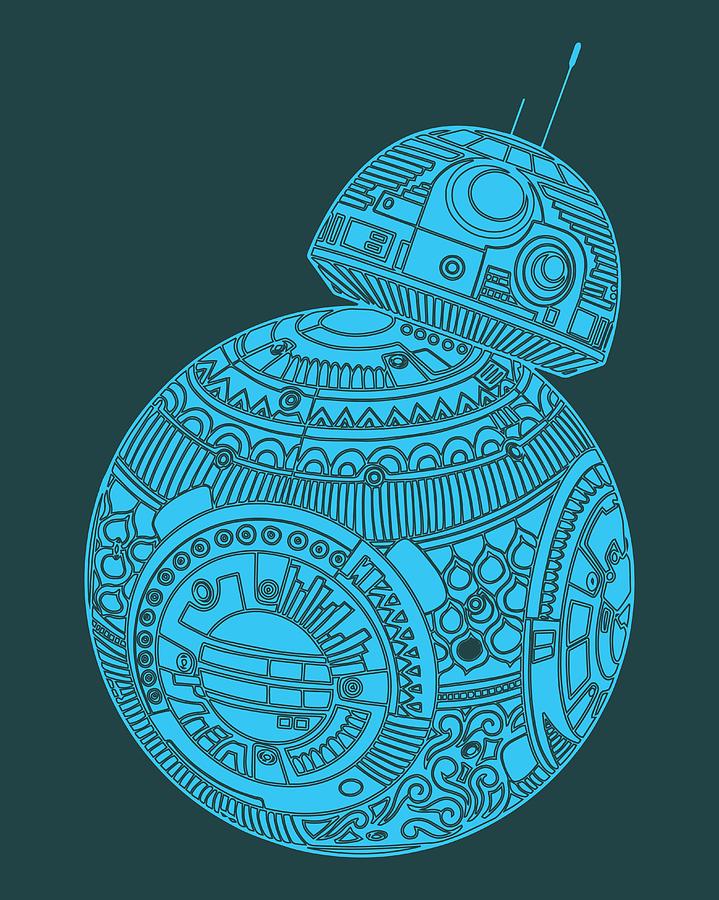 Star Wars Mixed Media - BB8 DROID - Star Wars Art, Blue #3 by Studio Grafiikka