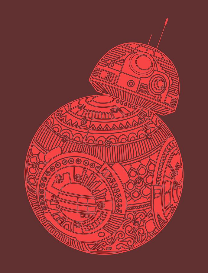 BB8 DROID - Star Wars Art, Red #2 Mixed Media by Studio Grafiikka