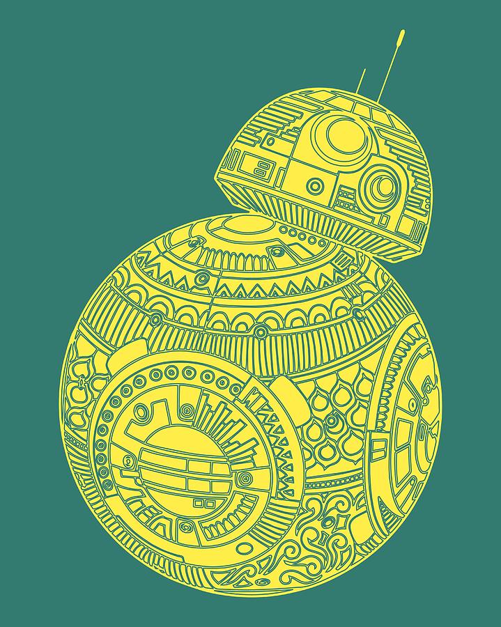 Star Wars Mixed Media - BB8 DROID - Star Wars Art, Yellow #2 by Studio Grafiikka