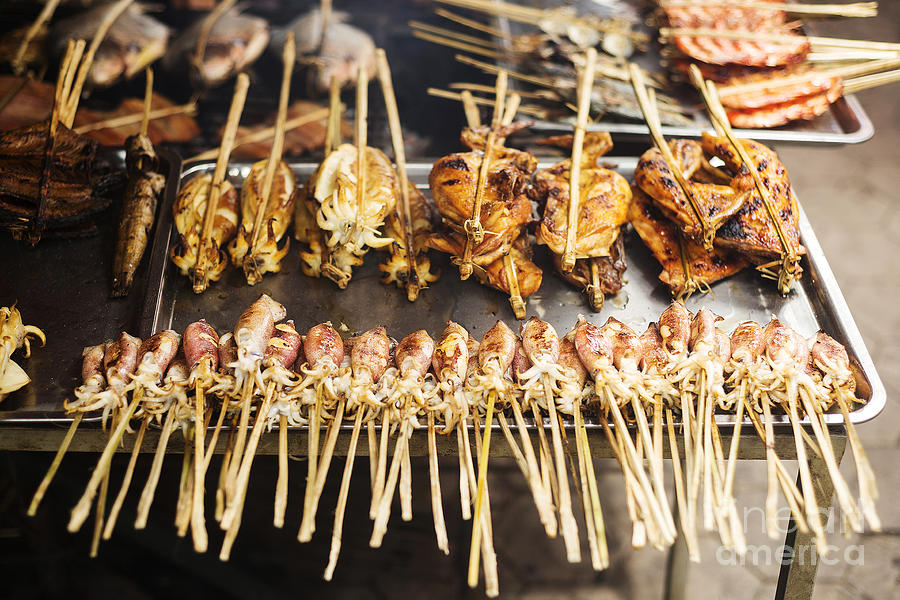 Bbq Asian Grilled Squid In Kep Market Cambodia Photograph by JM Travel ...