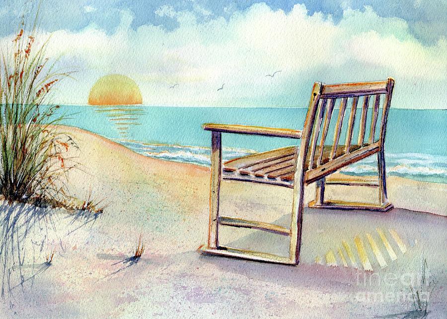 Beach Bench #1 Painting by Midge Pippel