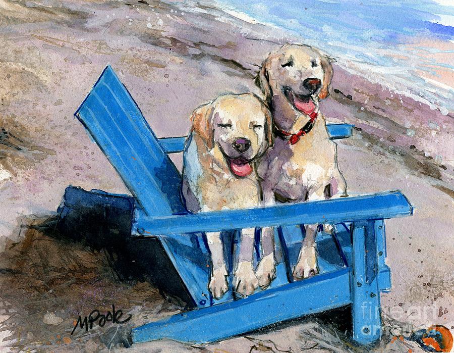 Yellow Labrador Retrievers Painting - Beach Bums #2 by Molly Poole