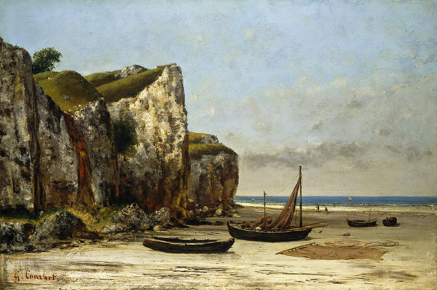 Beach in Normandy #1 Painting by Gustave Courbet