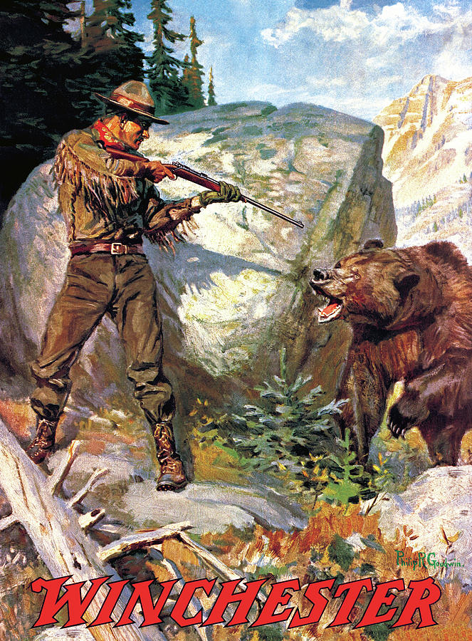 Bear Charging Man #1 Painting by Philip R Goodwin