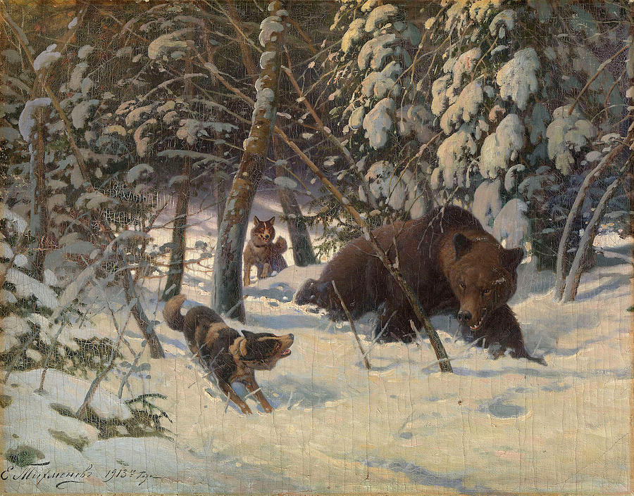 Bear Hunt Painting By Motionage Designs - Fine Art America