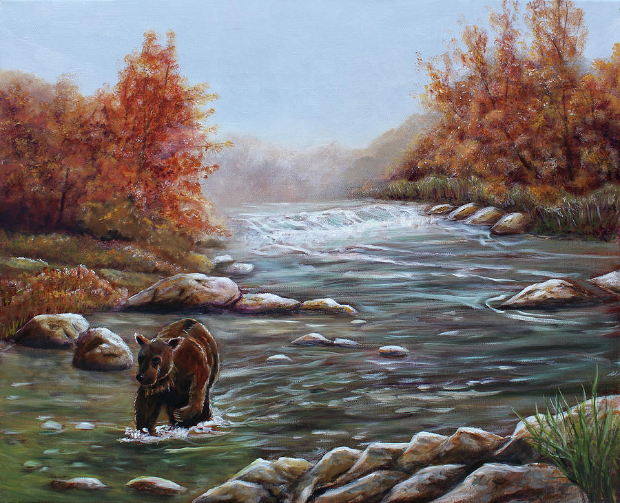 Bear in Fall #1 Painting by Dorothy Riley