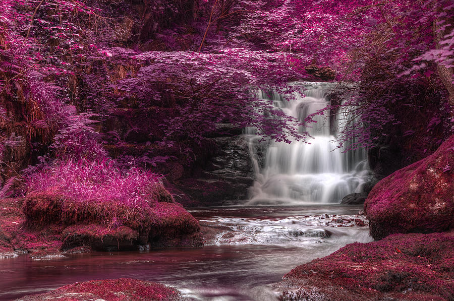 Beautiful Alternate Colored Surreal Waterfall Landscape Photograph
